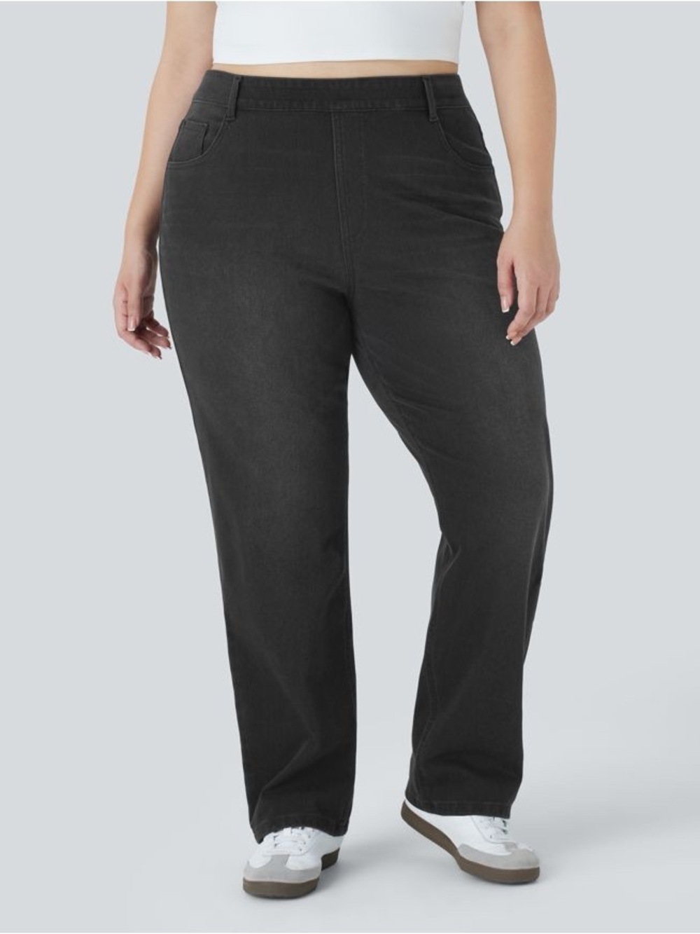 NWT Halara Flex™ High Waisted Pockets Straight Leg Washed Casual Plus Size Jeans